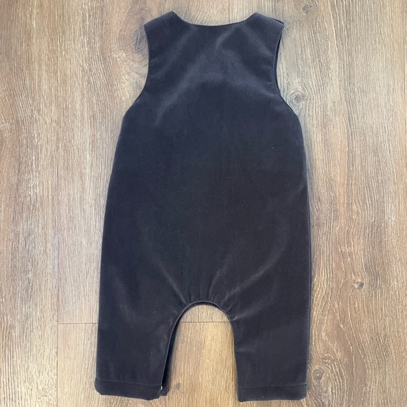 NWOT Carriage Boutique Velvet Long John John Romper Gray 6 months - Picture 3 of 3